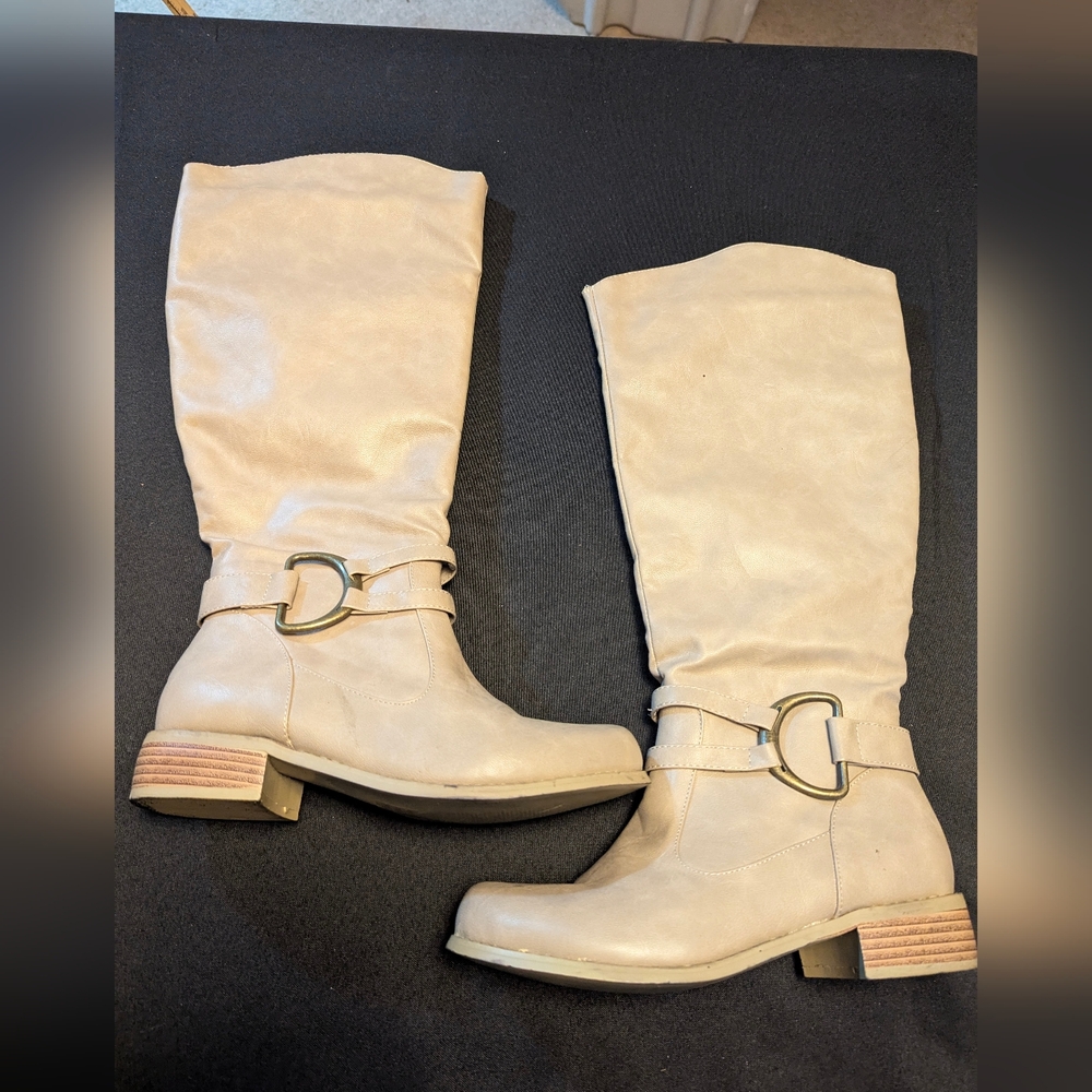 Women's Cream Knee-High Boots